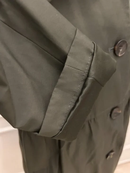 DKNY Olive Green Lightweight Trench Coat Women’s Large Classic Jacket - Picture 2 of 5